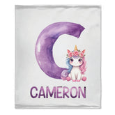 Custom Unicorn Blanket - Personalized Unicorn Name Throw - Gift for Kids & Girls